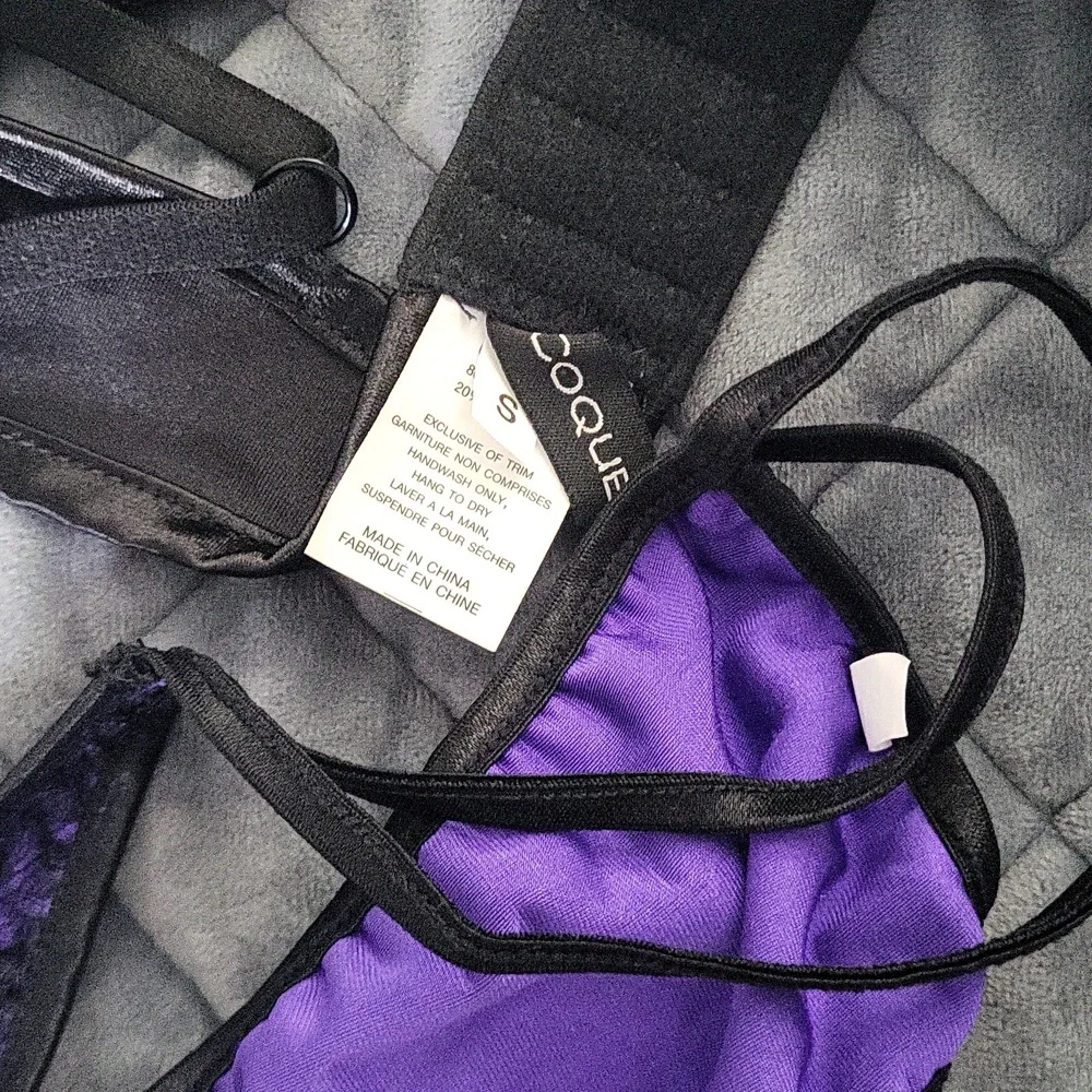 Purple and Black Lace Lingerie Set - Picture 3 of 3